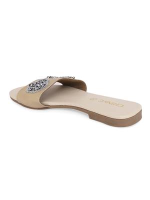 Beige solid rubber sandals 2