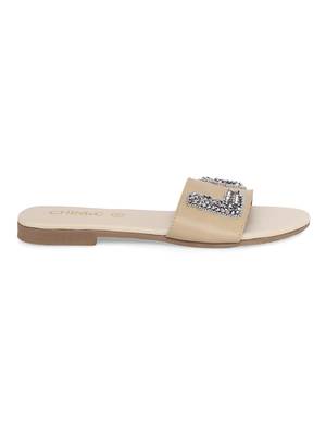 Beige solid rubber sandals 3