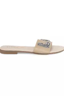 Beige solid rubber sandals