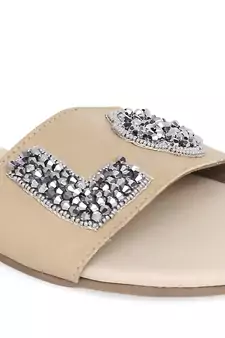 Beige solid rubber sandals