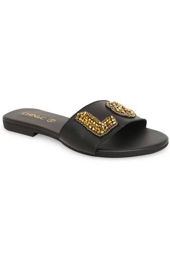 Black solid rubber sandals