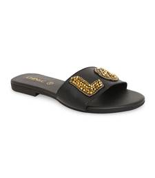 Black solid rubber sandals