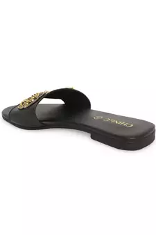 Black solid rubber sandals