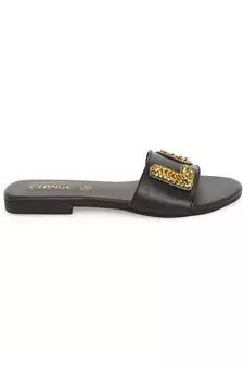 Black solid rubber sandals