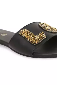 Black solid rubber sandals