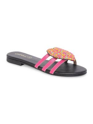 Black solid rubber sandals 1
