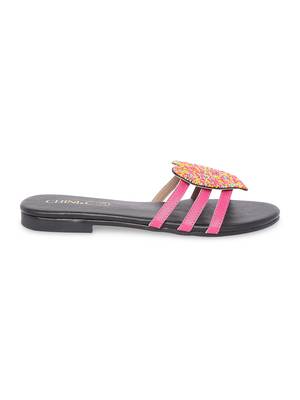Black solid rubber sandals 3