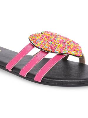 Black solid rubber sandals 5
