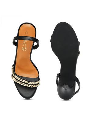 black solid rubber sandals 4