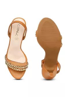 brown solid rubber sandals