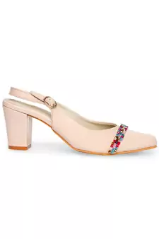 beige solid rubber sandals