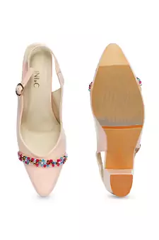 beige solid rubber sandals