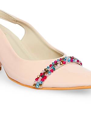beige solid rubber sandals 5