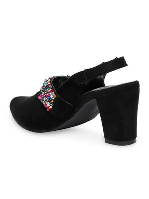 black solid rubber sandals 2