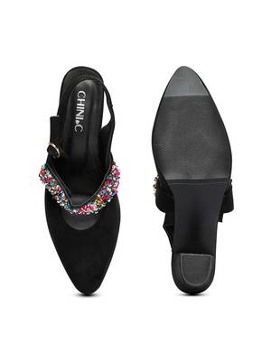 black solid rubber sandals 4
