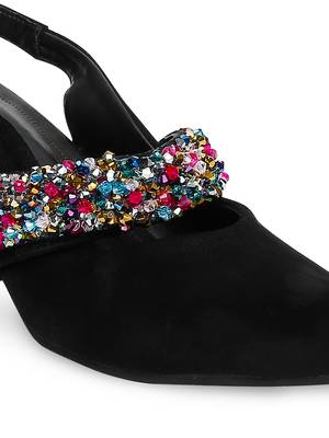 black solid rubber sandals 5