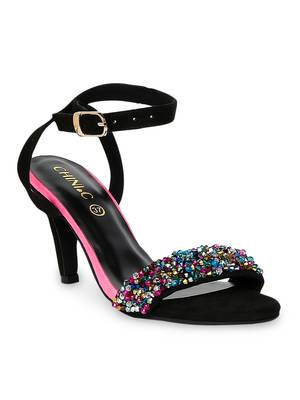 black solid rubber sandals 1
