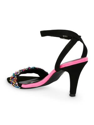 black solid rubber sandals 2