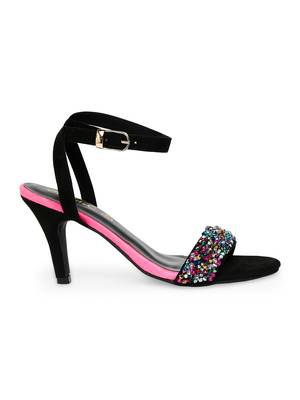 black solid rubber sandals 3
