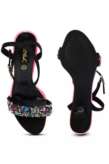 black solid rubber sandals