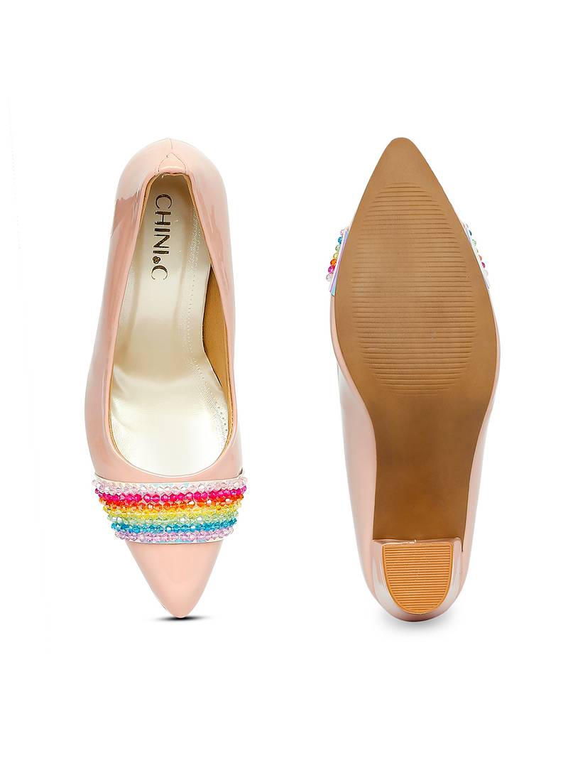 beige solid rubber sandals