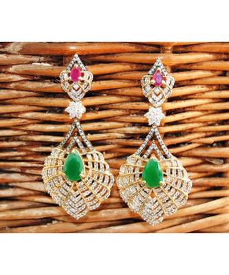 Emerald Drop Diamond Dangler Earrings 1