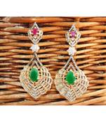 Emerald Drop Diamond Dangler Earrings