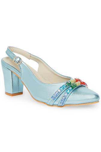 blue solid rubber sandals