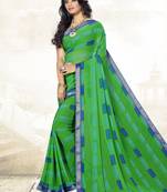  green printed georgette saree with blouse