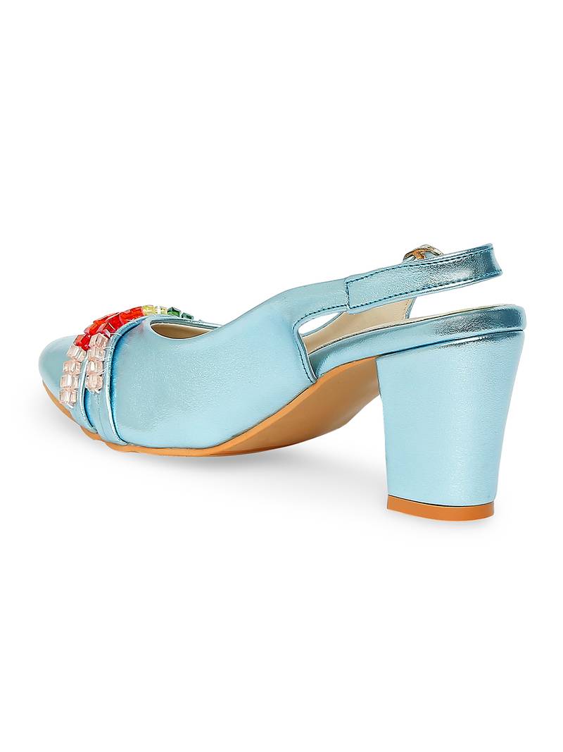 blue solid rubber sandals