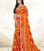  orange printed georgette saree with blouse
