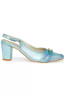 blue solid rubber sandals