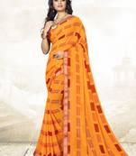  yellow printed georgette saree with blouse