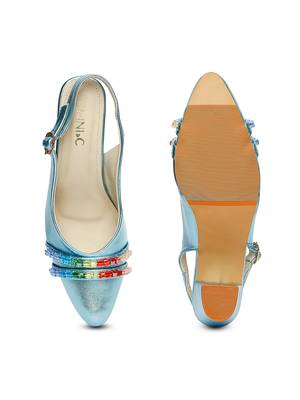 blue solid rubber sandals 4