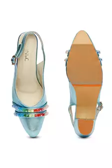 blue solid rubber sandals