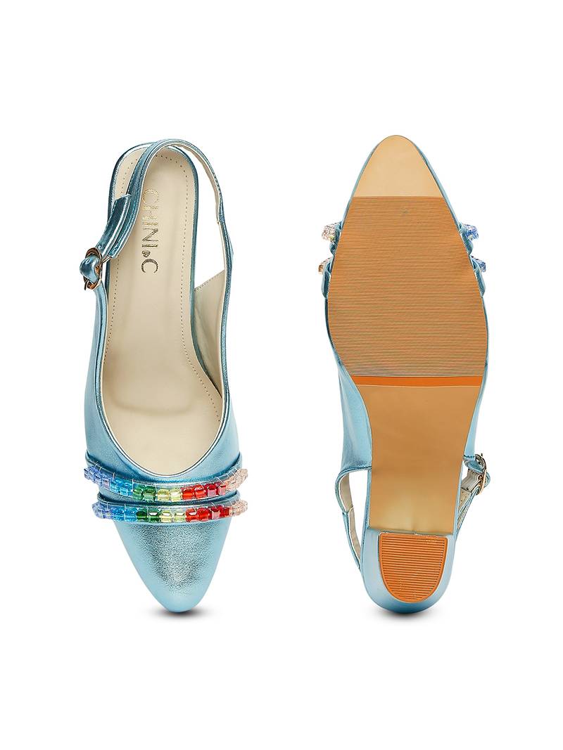 blue solid rubber sandals