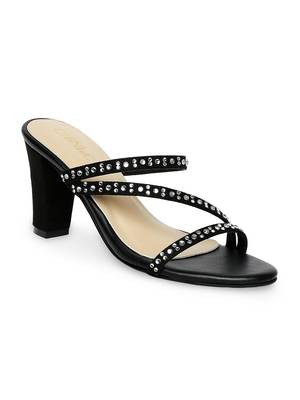 black solid rubber sandals 1