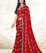  red printed georgette saree with blouse