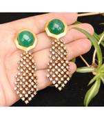 Green Onyx Champagne Diamond Dangler Earrings