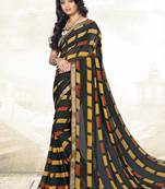  grey printed georgette saree with blouse