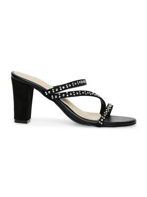black solid rubber sandals 3