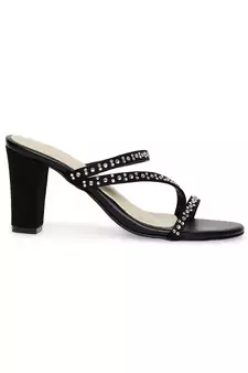 black solid rubber sandals