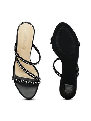 black solid rubber sandals 4