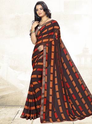  grey printed georgette saree with blouse 1