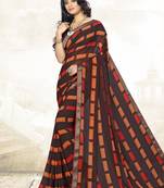  grey printed georgette saree with blouse