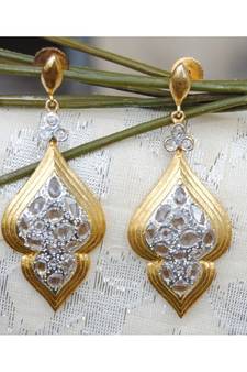 Uncut Diamond Gold Dangler Earrings