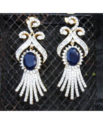 Oval Sapphire Diamond Dangler Earrings 1