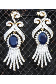 Oval Sapphire Diamond Dangler Earrings