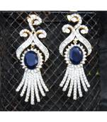 Oval Sapphire Diamond Dangler Earrings
