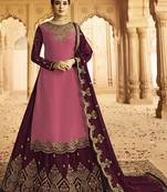 Pink Embroidered Faux Georgette Salwar
